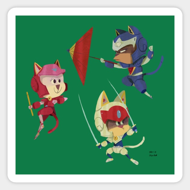 Samurai Pizza Cats Sticker by davidpavon